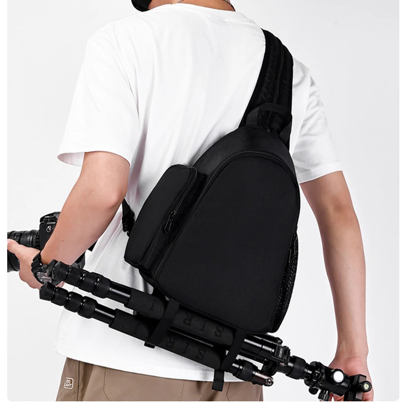 حقيبة ظهر مثلثة محمولة جديدة مقصورة حقيبة كروس لكاميرات Canon Nikon Sony SLR عدسة ترايبود ملحقات التصوير الفوتوغرافي