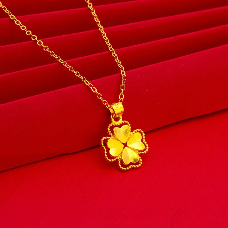 

Luxury High Grade Four-leaf Clover Collar Necklace Gold Color Female Small Popular Gold Pendant Necklace Gifts