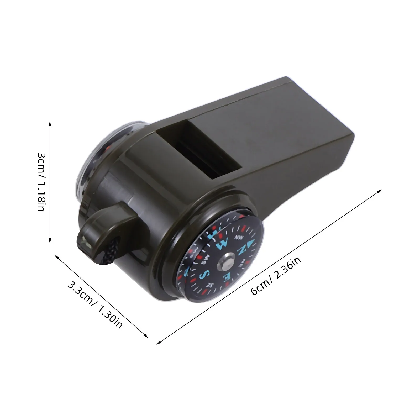 Pequeño silbato de supervivencia multifunción con brújula, termómetro, equipo de seguridad portátil y fuerte para senderismo al aire libre y Camping