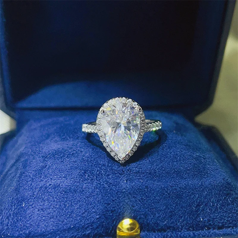 Luxury Platinum Solid Platinum PT950 Women's Ring Diamond D Color 5-Carat 18K Banquet Party Micro Inlaid