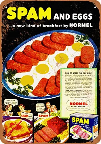 Metal Sign - Hormel Spam and Eggs - Vintage Look Wall Decor for Cafe Bar Pub Home Beer Decoration Crafts