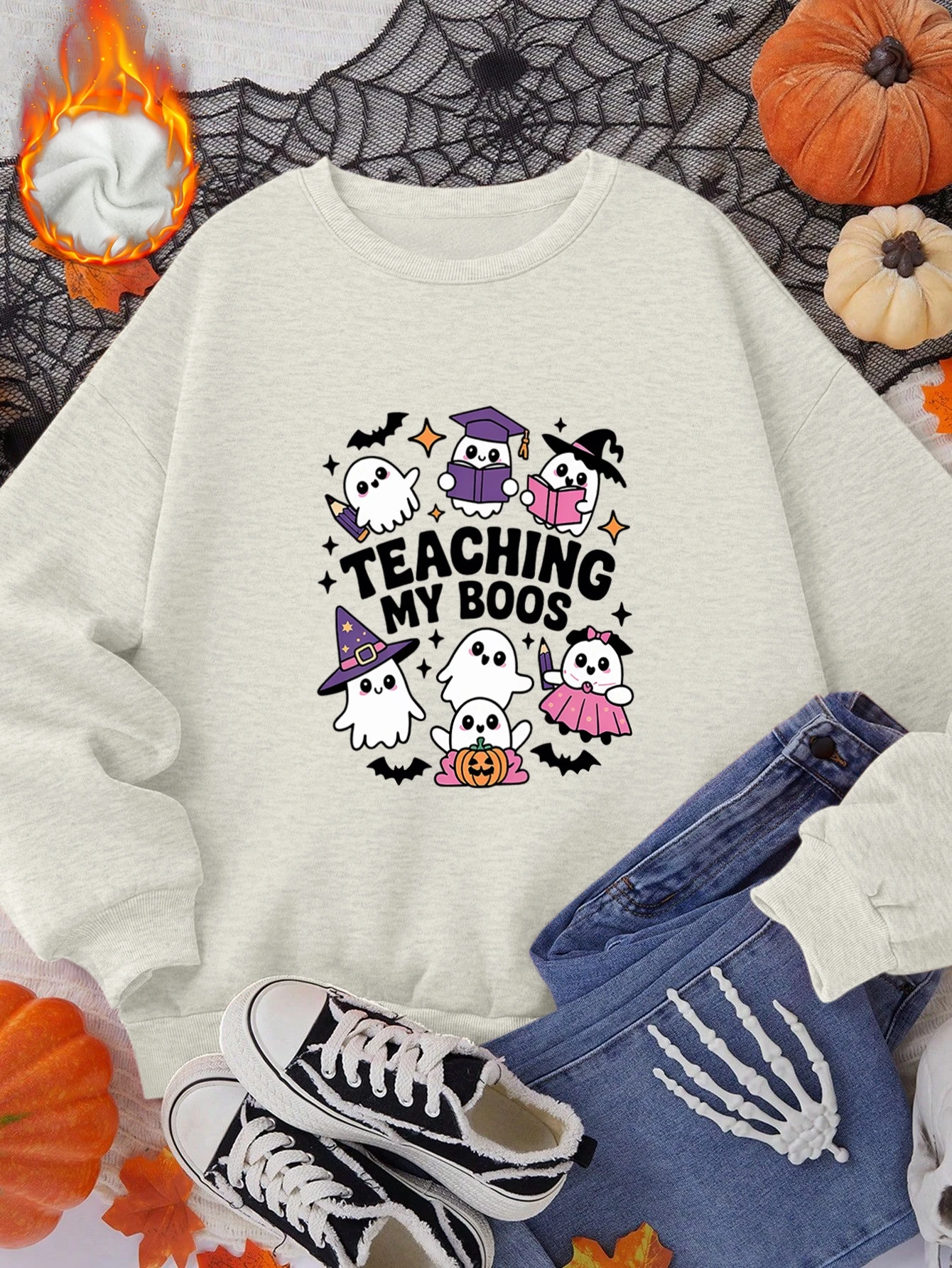 Herfst- en wintercasual en modieus damessweatshirt met capuchon en voering, trick or treat-outfit, comfortabele trui