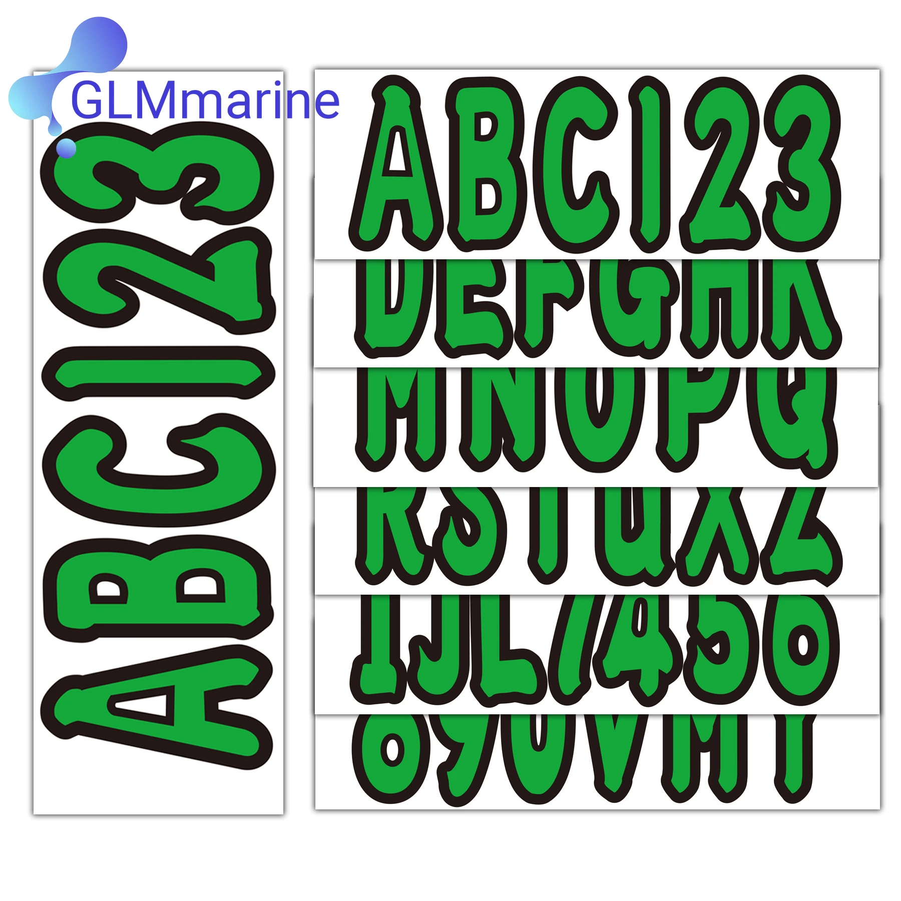 Decals for Boat letters and numbers registration 4 Sets of A-Z 4 Sets of 0-9 Green