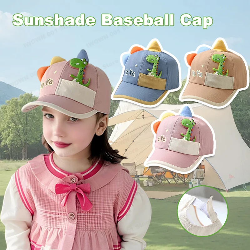 

2025 Korean Style Baseball Caps Cute Cartoon Pocket Dinosaur Kids Babies Spring Summer Sun Visor Hats Children baby hat