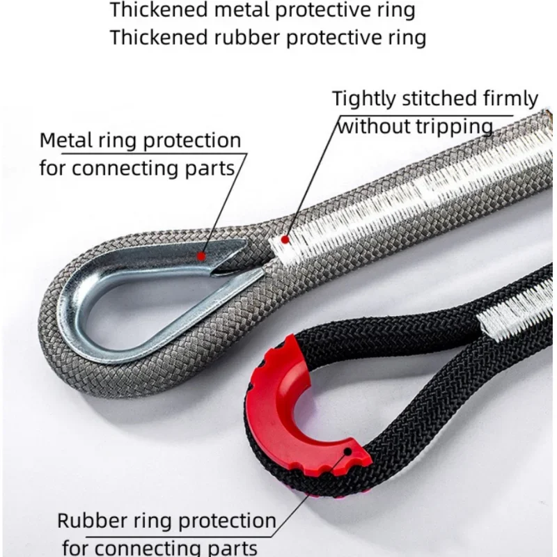 Large-Tonnage Car Trailer Rope Outdoor Off-Road Emergency Rescue Belt Reinforced Polyester Braided High-Strength Shackle Tool