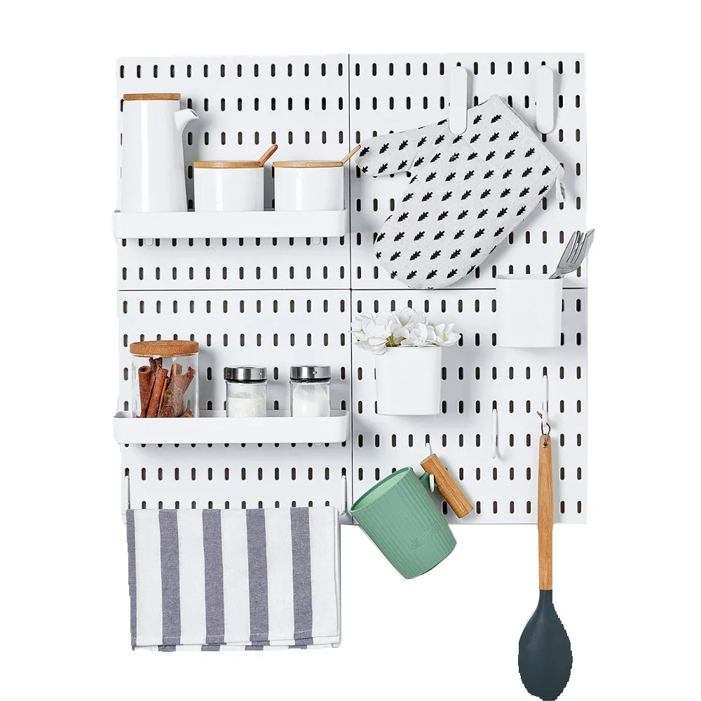 

Wall Mount Display Pegboard Accessories, Shelf Storage Bins, Hook Brackets, Clips, Panel No Punching for Wall Organizer, DIY