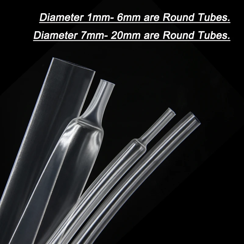 3-10M Super Thin Clear 2:1 Heat Shrink Tube 1mm~20mm Flexible Earphone Line Heat Shrinkable Tube Audio Cable Sleeve Wrap Sheath