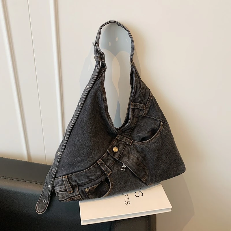 

Zipper Solid Denim Commuter Youth Women's Shoulder Bag 2025 Hot Sale Trendy Butterfly Embroidered Stylish Women's Crossbody Bags