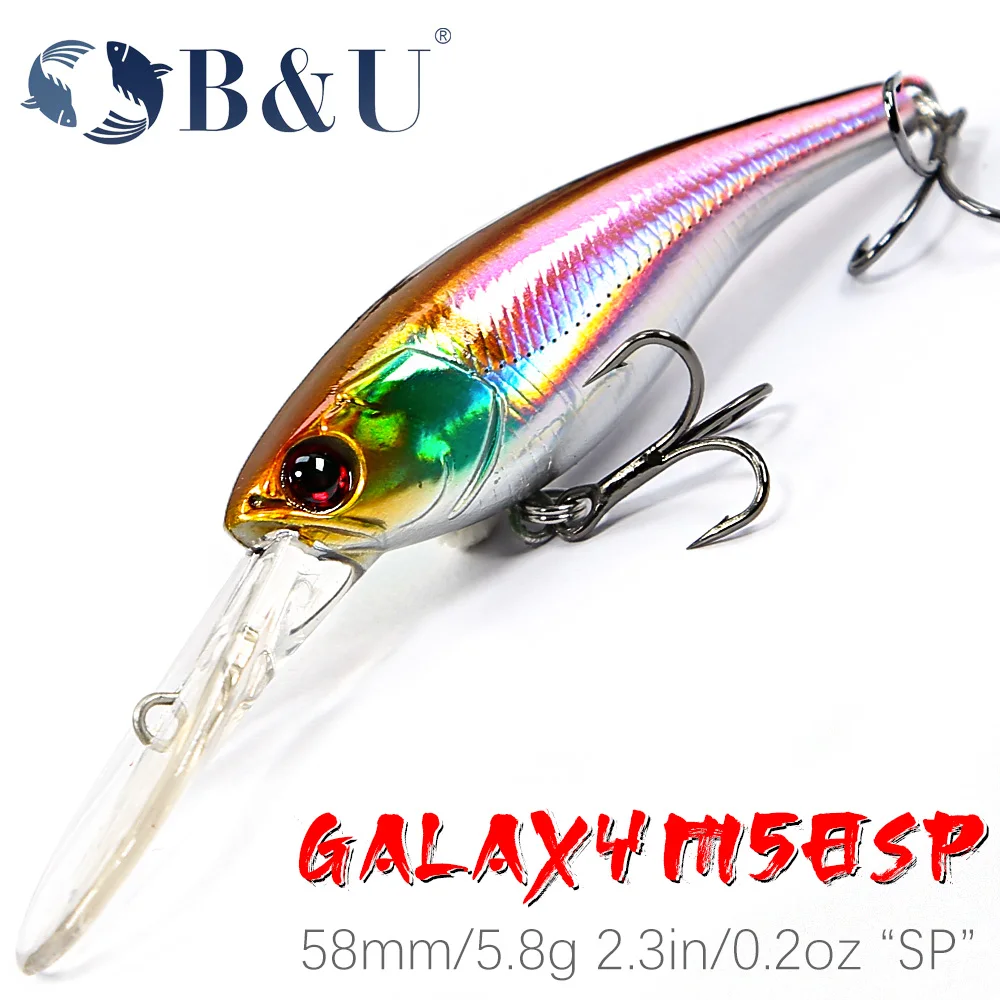 

B&U Suspending Jerkbait Minnow Shad 58mm 5.8gCrankbait Hard Bait Deep Diver Depth 2m Fishing Lure Long Casting