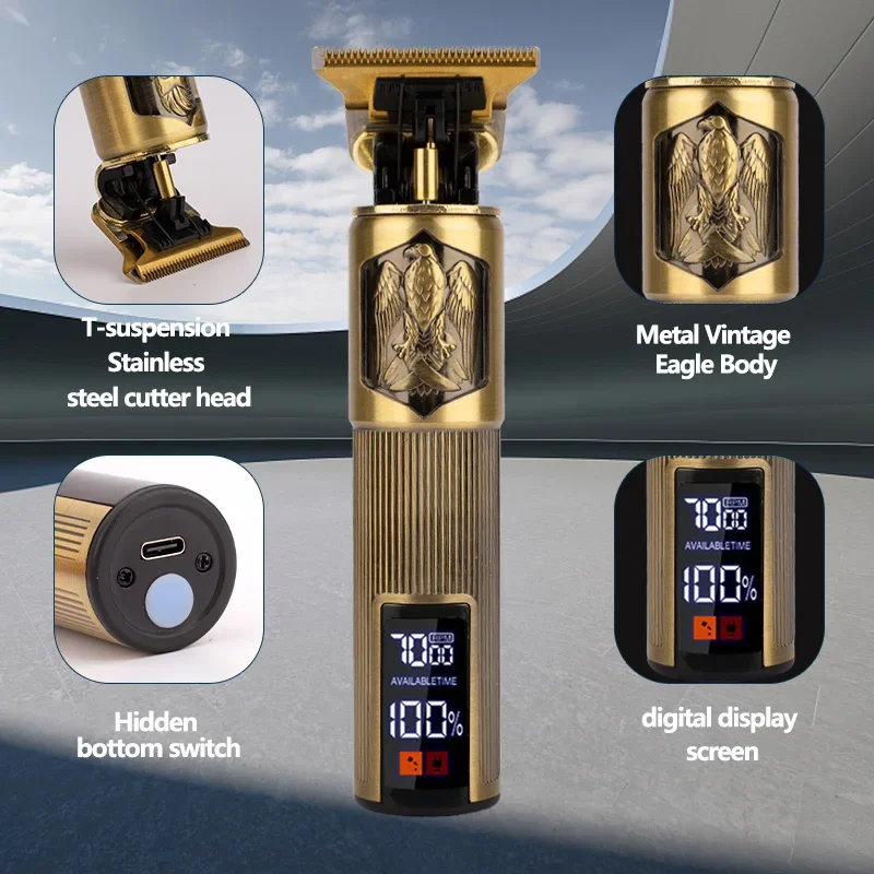 WAIKIL-escultura Retro multifuncional para hombre, arañazos con recortador de carga USB, máquina de reparación con pantalla Digital