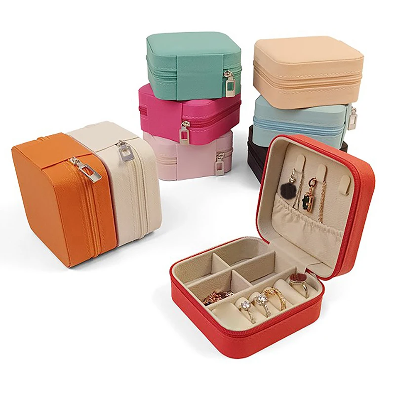 

Macaron Color Mini Zipper Jewelry Box,Portable Jewelry Organizer Container ﻿Earrings Necklace Ring Box Travel Jewelry Case