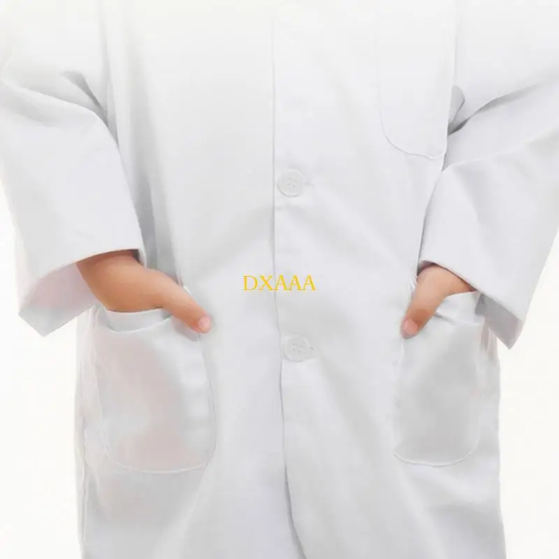 DXAA Childrens Doctor Branco Casaco Doctors Uniformes Finquena Tamanhos Algodão Respirável e respirável para meninos e