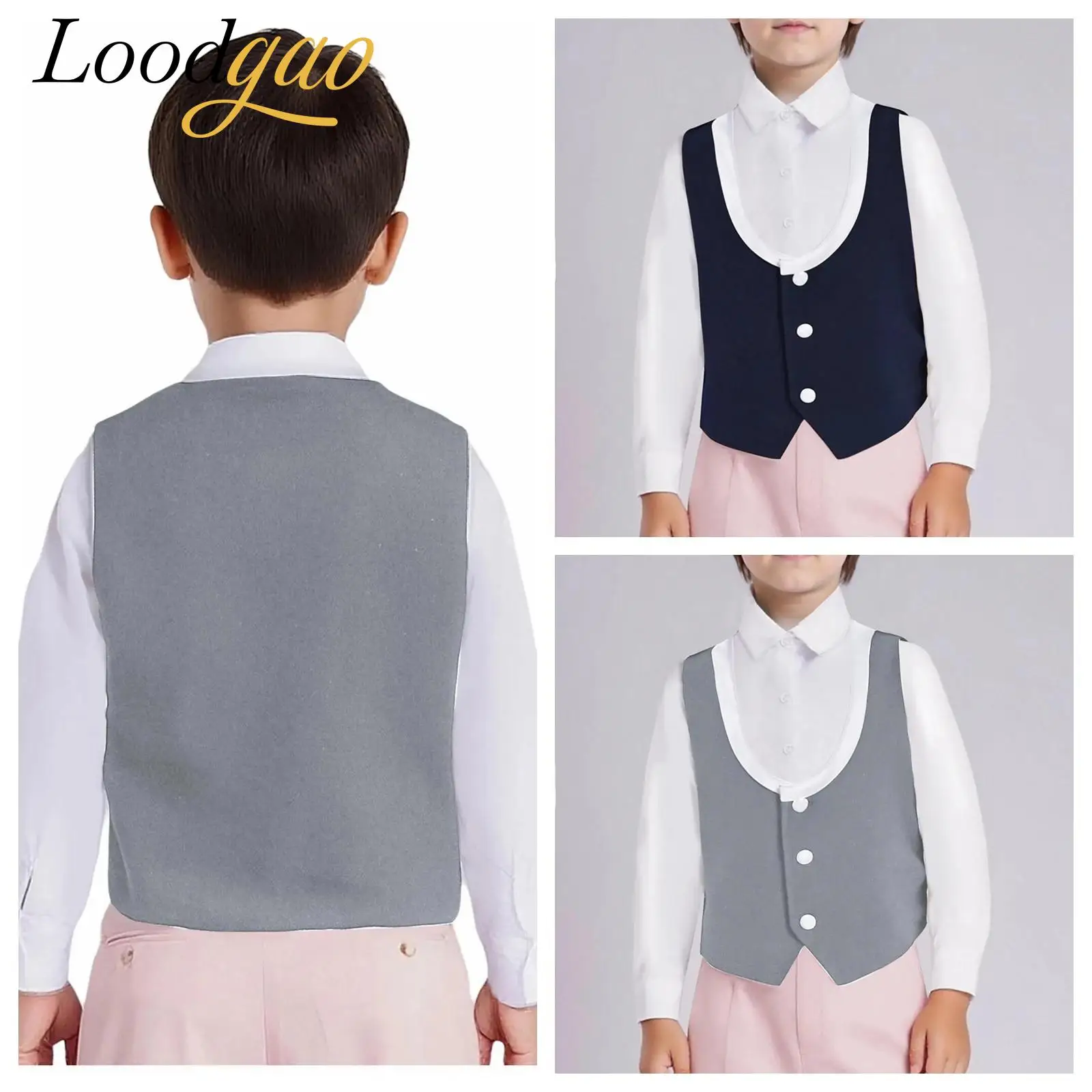 

Kids Boys Sleeveless Waistcoat Party Tuxedo Waistcoat Gentlemen Outfit Piano Performance School Uniform Wedding Boy Suit Vest