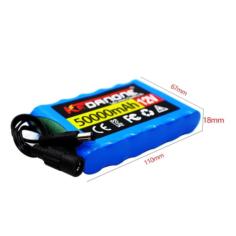 NEW Portable Super 12V 50000mah Rechargeable Lithium Ion Battery Pack Capacity DC 12.6v 30Ah CCTV Cam Monitor + Charger