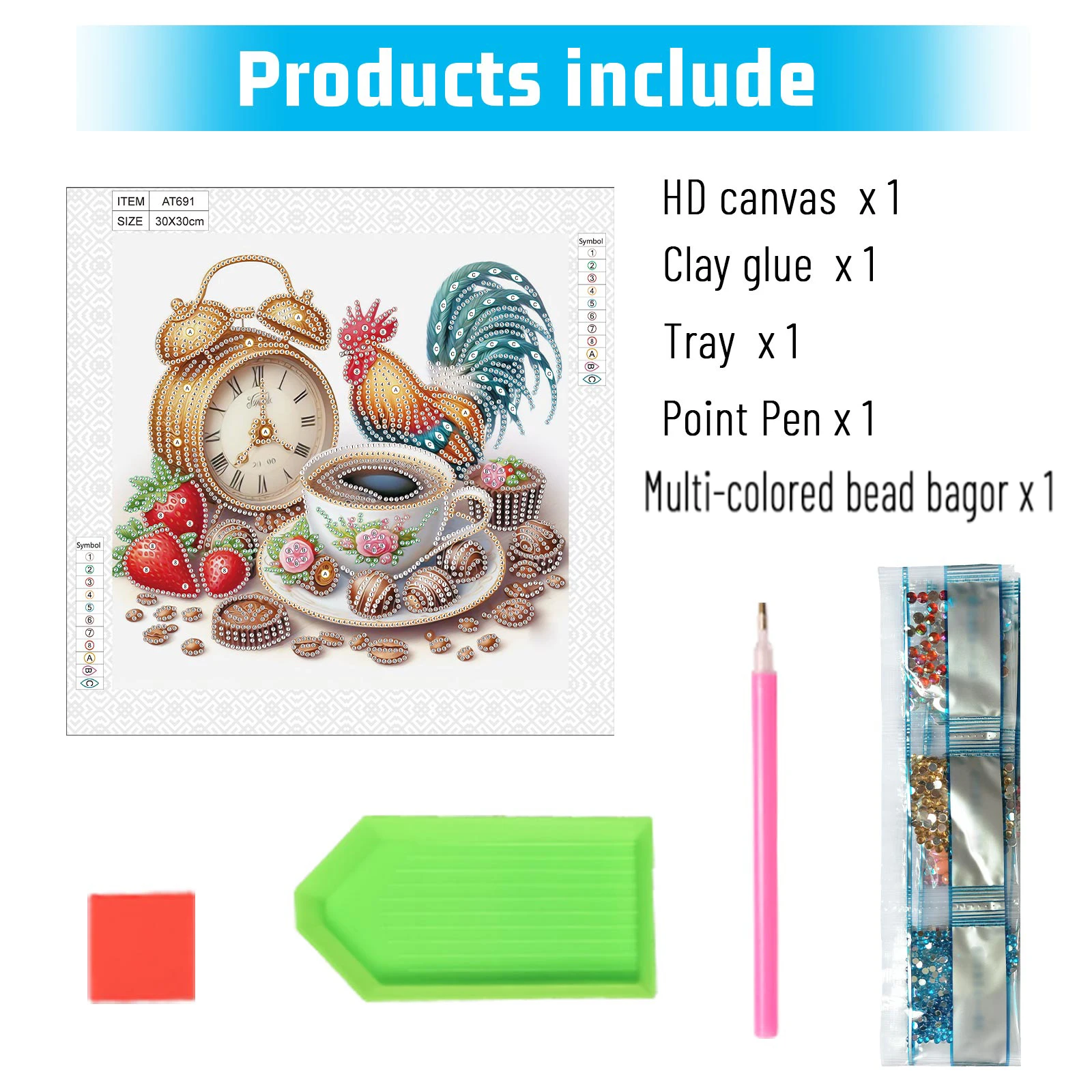 Diamond Painting Kits for Adults,Coffee Clock Special Shape Diamond Art for Beginners,Diamond Painting for Home Decoration Gift - view 3