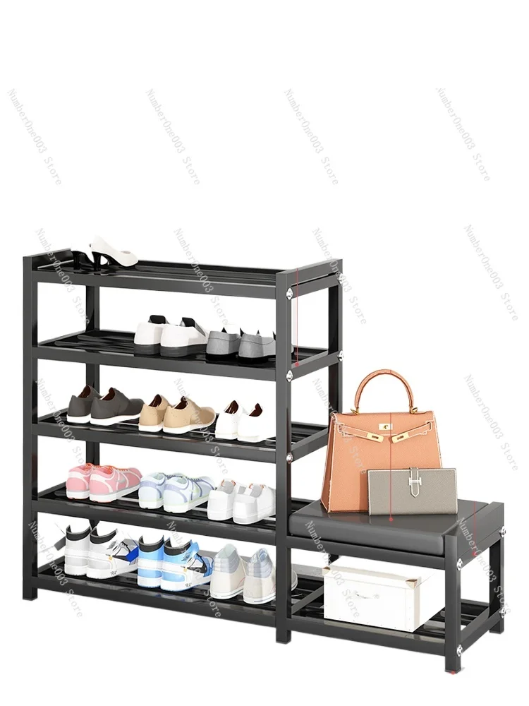 Stainless steel simple shoe rack new home indoor door can sit shoe change stool outside the door corridor shoe cabinet