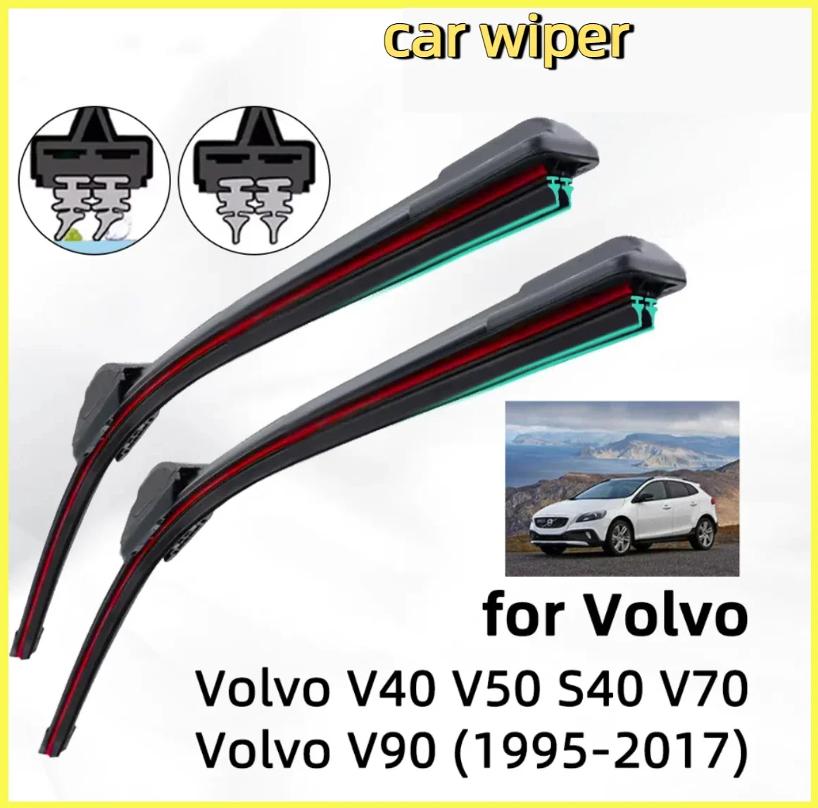 

Double Rubber Car Wiper for Volvo V series V40 V50 V50 S40 V70 V70 V90 Front Wiper Blades Brushes Cutter Accessories Windscreen