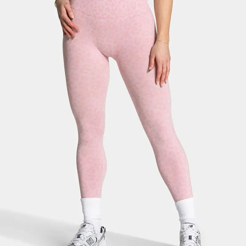 Damen-Yogahose mit kontrastfarbenem Leopardenmuster, hohe Taille, elastisch, hüfthebend, schnell trocknend, atmungsaktiv, Sporthose für Fitnessstudio, Laufen