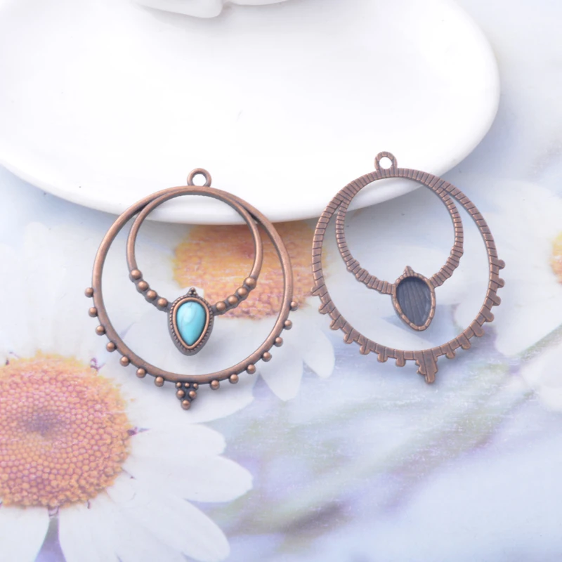 10 Stück runde Vintage-Stil Charms aus Legierung, Anhänger für DIY-Schmuckherstellung, Ohrringe – Detail 1