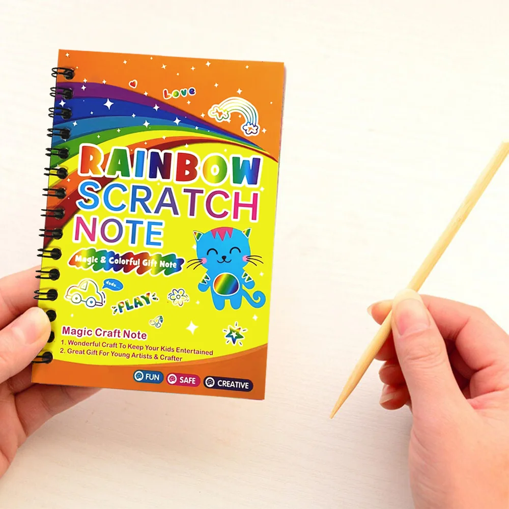 4 Pack Rainbow Scratch Paper Art Set For Kids 3-12 Years Old Art and Craft Notebook Girl Boy Birthday0 Gift Goodie Bag Stuffers