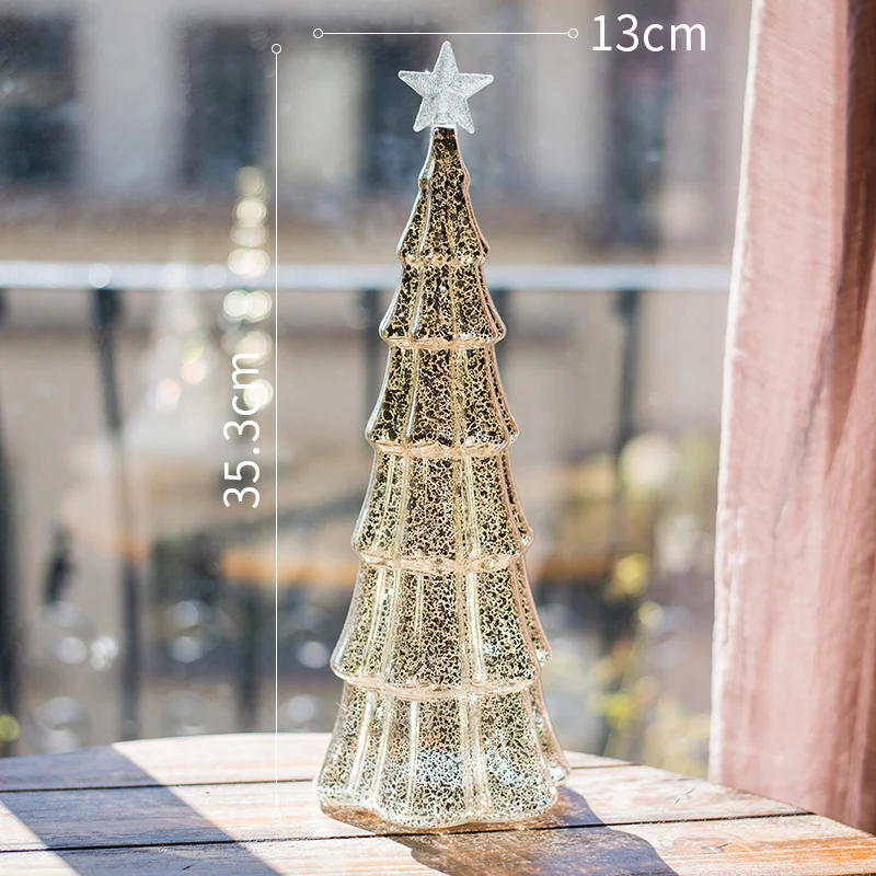 Glass Christmas Tree Luminous Decoration Christmas Lighting Scene Arrangement Mini Desktop Small Christmas Tree Ornament