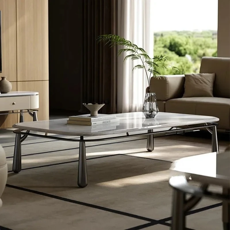 طاولة شاي رخامية فاخرة إيطالية خفيفة وحديثة وبسيطة وحديثة وشقة صغيرة مزيج غرفة المعيشة وطاولة شاي إبداعية منزلية #2