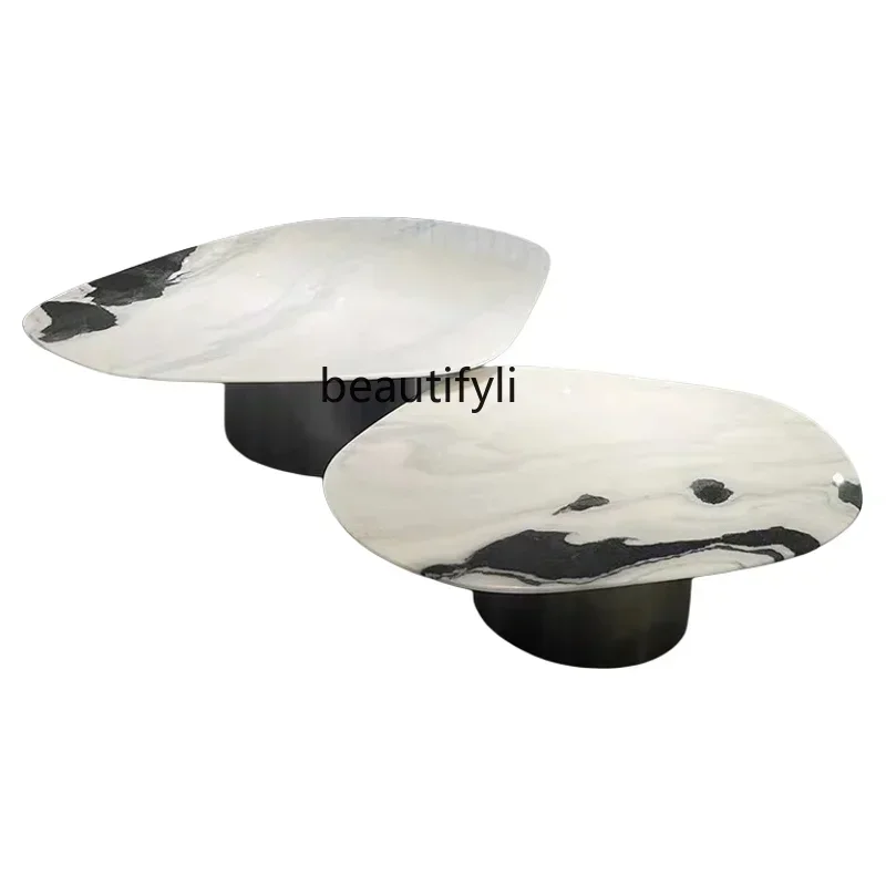 CC Light luxury natural marble special-shaped coffee table modern simple villa living room size combination high-end tea table