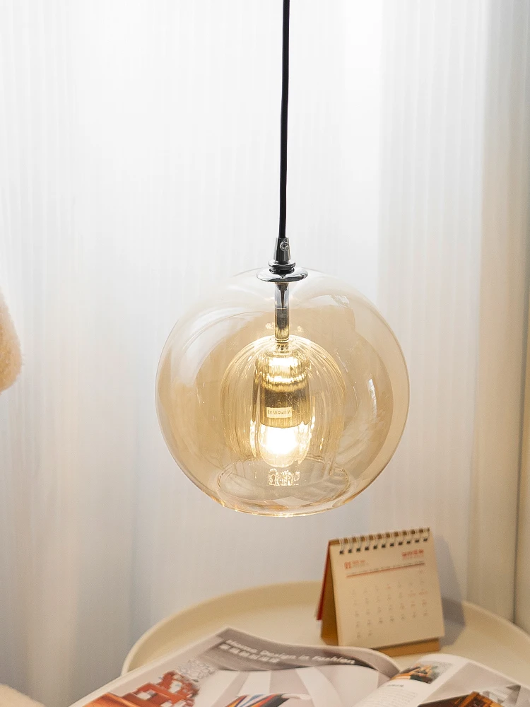 Nordic designer arte flor dupla camada de vidro luzes pingente para restaurante bar quarto cabeceira pendurado lâmpada luminária