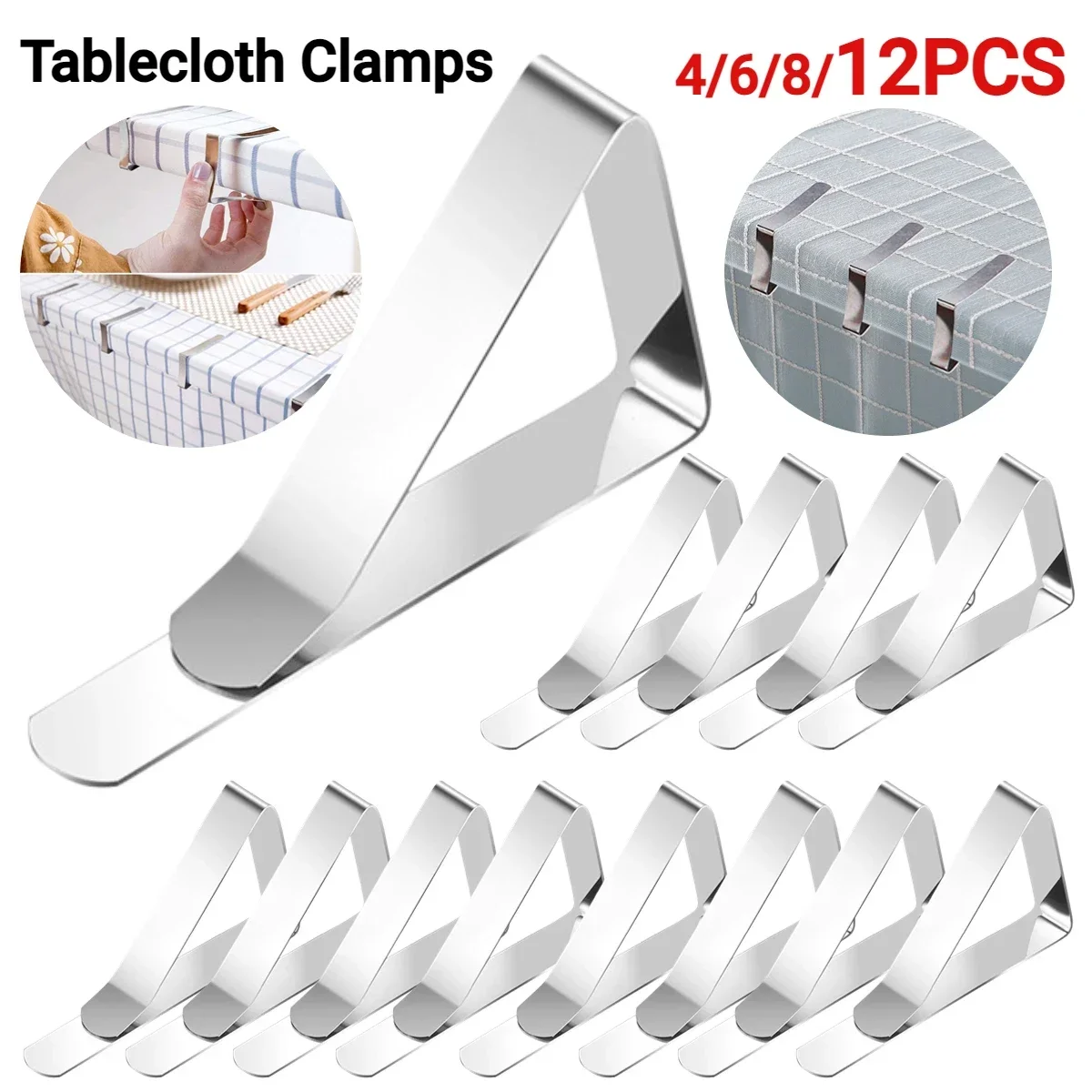 4/6/8Pcs Table Cloth Cover Clamps Non-Slip Table Cloth Holding Clip Fits Up To 1.7” Thick Tables Windproof for Party Picnic BBQ