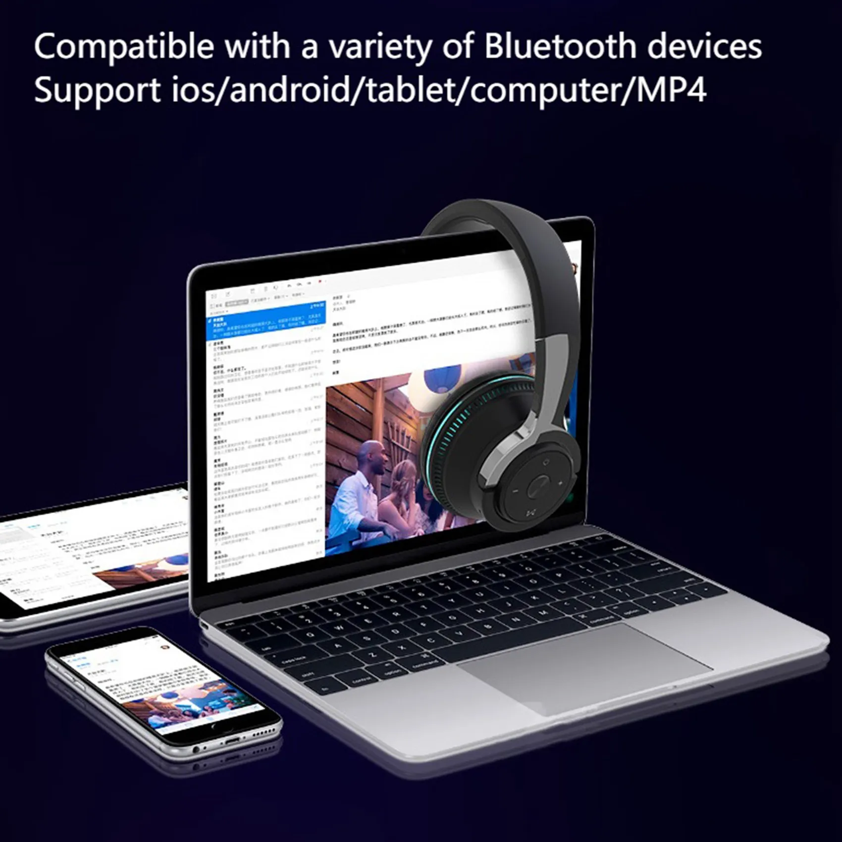 Cuffie Bluetooth 5.1, cuffie wireless auricolari colorate, per console di gioco Ps4, computer (bianco)