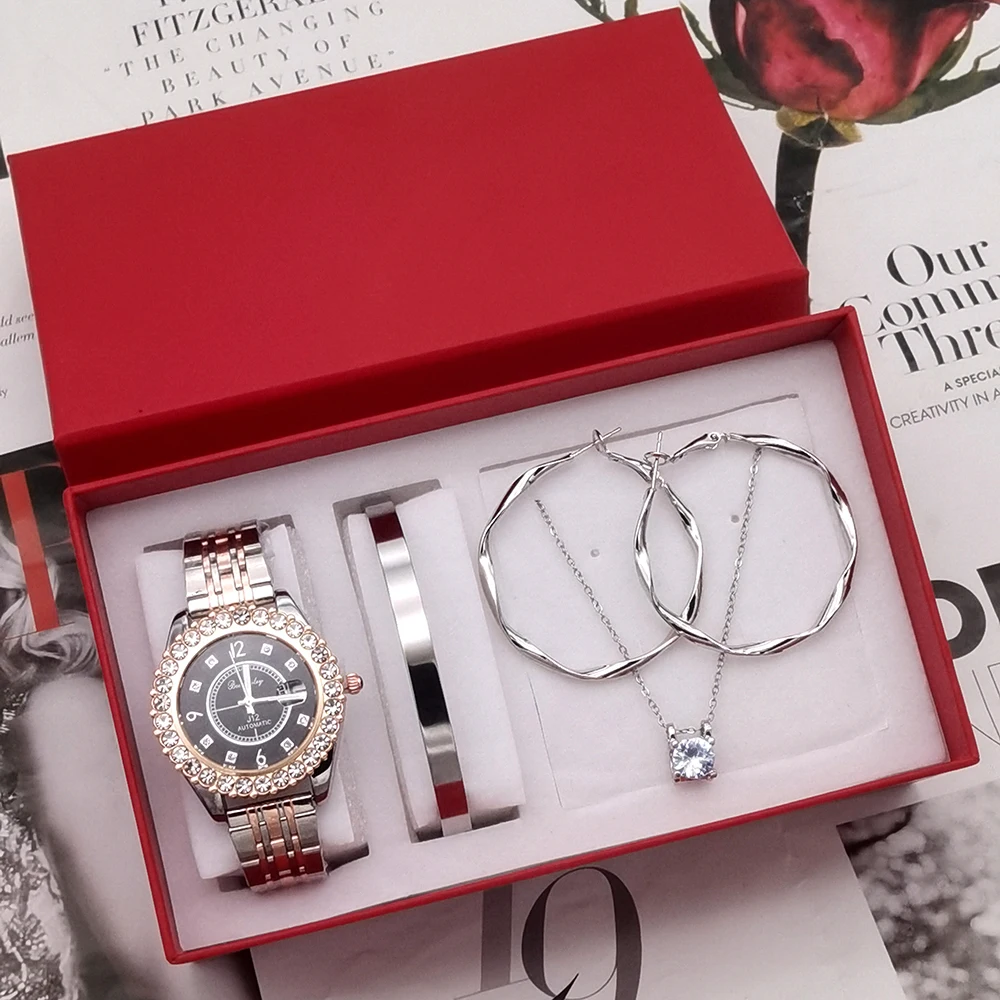 Fashion Watch Jewelry Set Diamond Women Luxury Brand Watch Rhinestone Ladies Elegant Watches For Women relogio feminino With Box