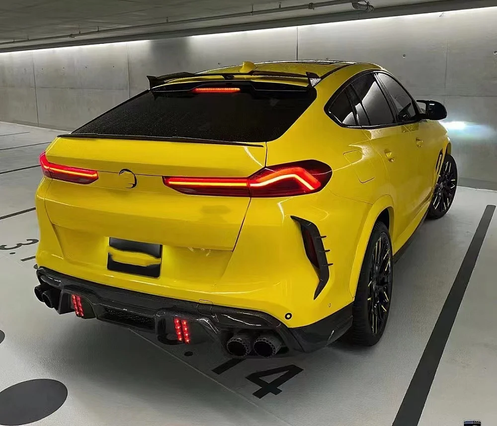 

Комплект кузова в стиле LD для Bmw X6m F96, передняя губа из углеродного волокна, боковая юбка, задний диффузор, задний спойлер, капот, выхлопная труба