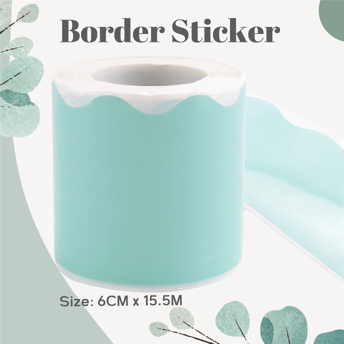 زخرفة ملصق ذات حدود ملفوفة على شكل صدفي باللون الأخضر النعناعي - 50 قدمًا - تزيين لوحات الإعلانات والجدران والمكاتب والنوافذ والأبواب