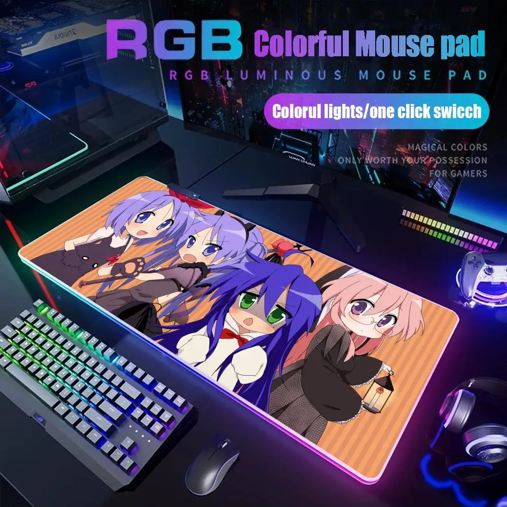 

lucky star Mouse Pad Gamer Rgb Desk Mat Back Light Led Mousepad Setup Gaming Accessories Deskmat Big Mousepad Backlight