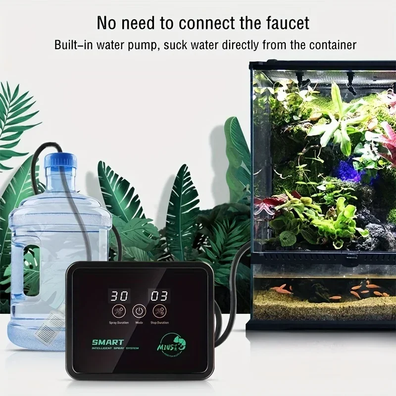 Reptile Amphibious Rainforest Water Tank Rainfall Landscaping Turtle Tank USB 5V Smart Timed Spray Humidification System