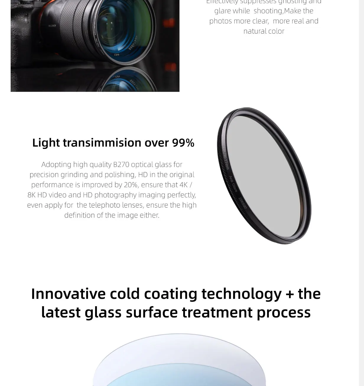 Filtro Kase Screw-In CPL III 40.5 43 46 49 52 58 62 67 72 77 82 95mm Filtro de lente de câmera