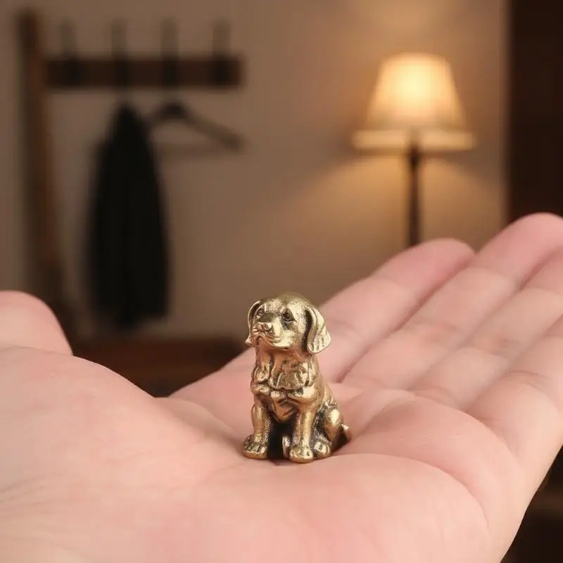 Antikes Kupferornament, reichlichmachender Messinghund, personalisiertes Retro-Sternzeichen-Hund-Ornament, Teetier, Tischdekoration – Detail 18