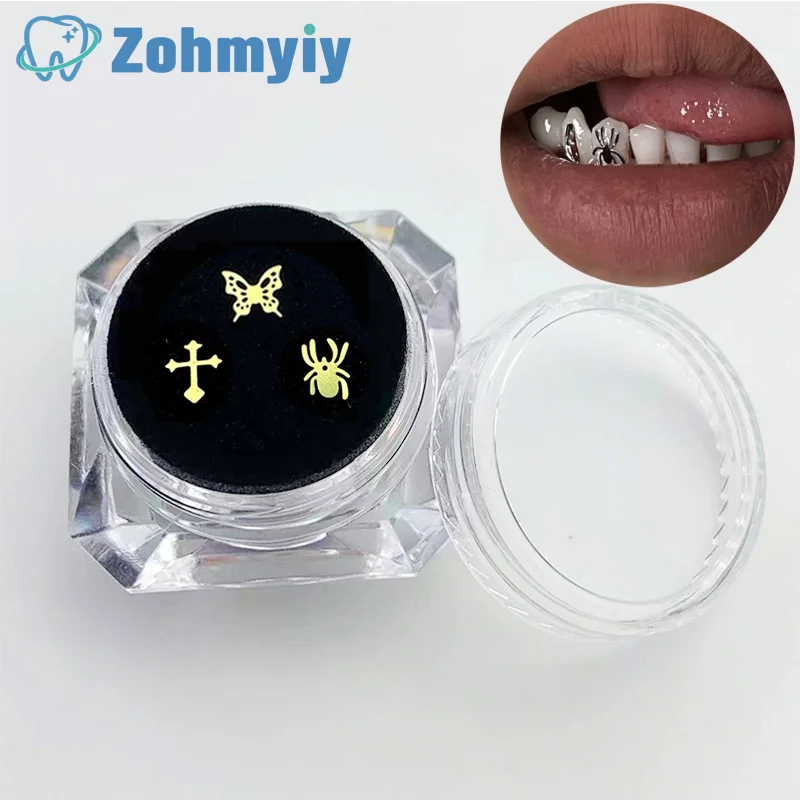 3pcs spider Teeth Gems Tooth Jewelry Ornaments with Box Fashion Teeth Gems Beauty Diamond Dental Crystal Teeth Jewelry Decor