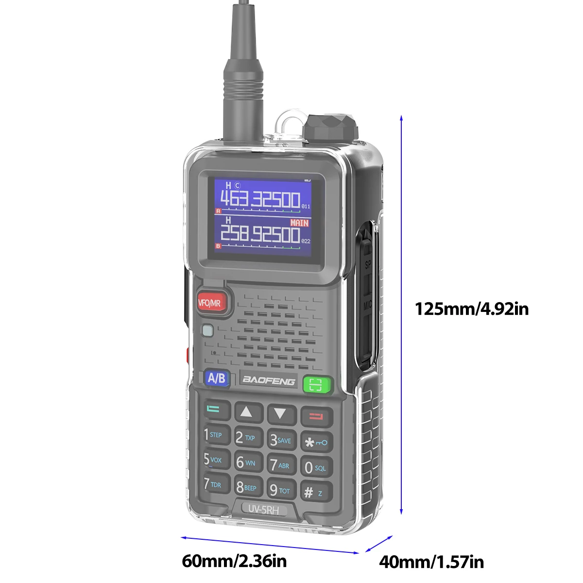 ABBREE Walkie Talkie Case Protector Cover Transparent TPU Drop Protection Dustproof Shell for Baofeng UV-5RH AR-5RM 5RH Pro GPS