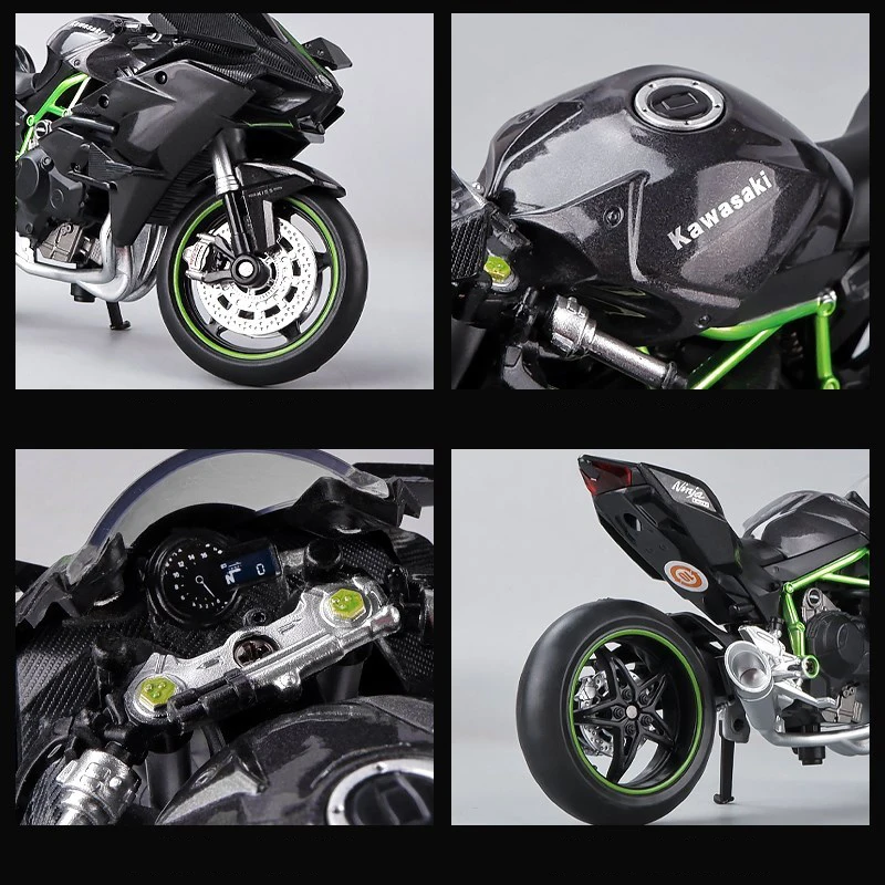 1:12 가와사키 닌자 H2R 레이싱 오토바이 시뮬레이션 합금 오토바이 모델, 충격 흡수 컬렉션 장난감 자동차, 아이 선물