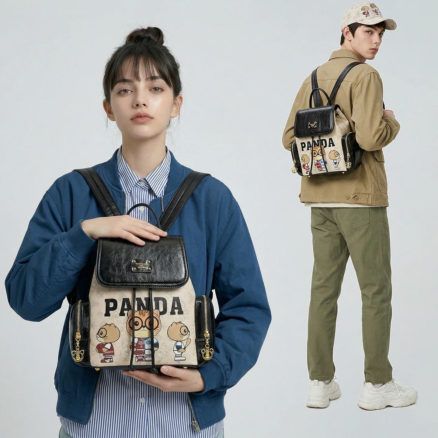 Cute Cartoon Animal Print Small Backpack Unisex School Bag for Men Women Adults Teens Students Casual Travel Daypack