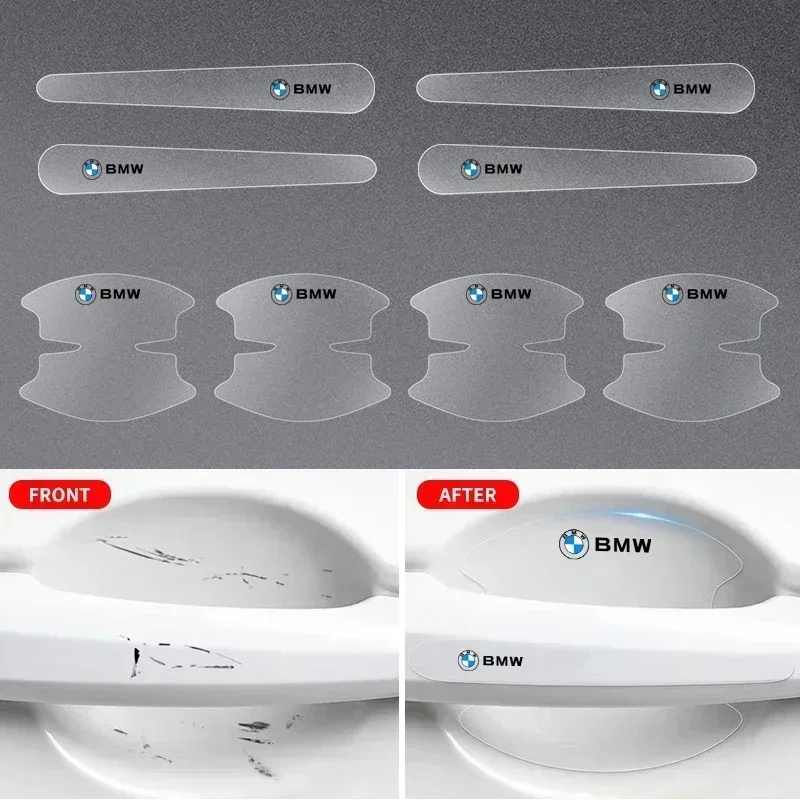 For BMW 8Pc PVC Transparent Car Door Handle Wrist Bowl Trim Stickers for BMW E90 E60 E61 E93 E87 E36 E46 E53 X1 X3 X5 X6 F30 F20