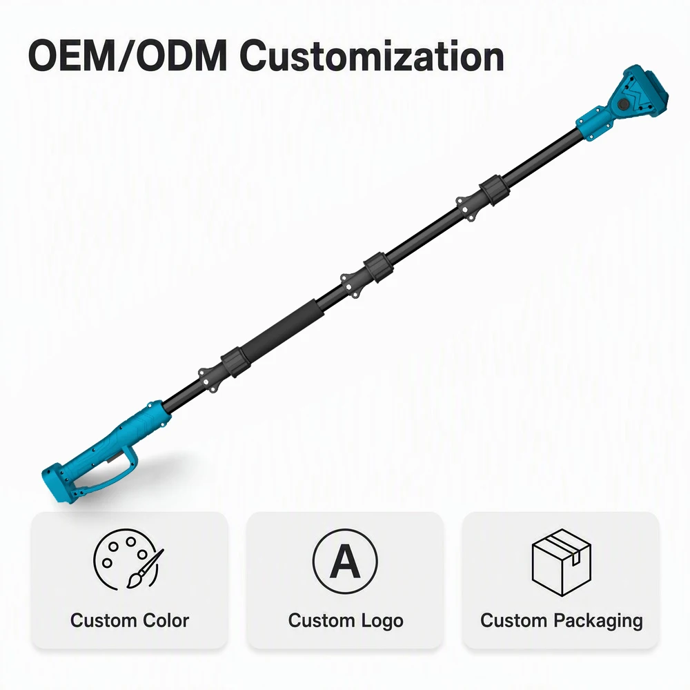Custom A11-0011 Cordless Pole Saw Telescopic Tree Pruner 21V Battery Extension Pole 127-254cm For Garden Branch Cutting Hedge Tr