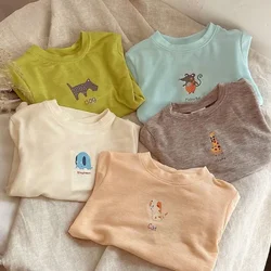 Baby Girls Boys T-shirts Kids Long Sleeved Tops Toddler Cartoon Pullover 2024 Spring Autumn Children's Korean Style Clothes