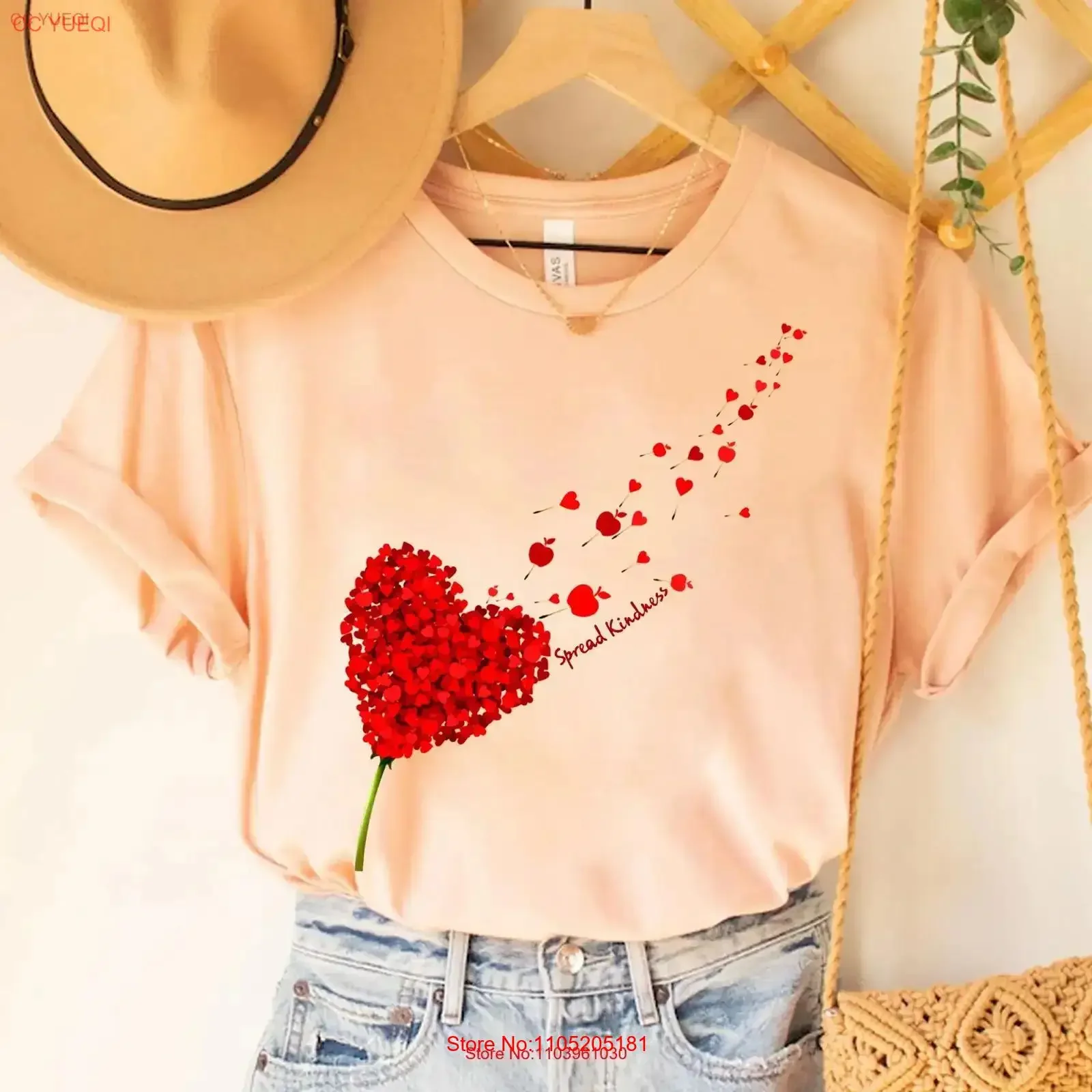 Spread Kindness T Shirt Heart Flower Design Positive Message Valentine s Day Love Matters Apparel vintage Washed Slightly