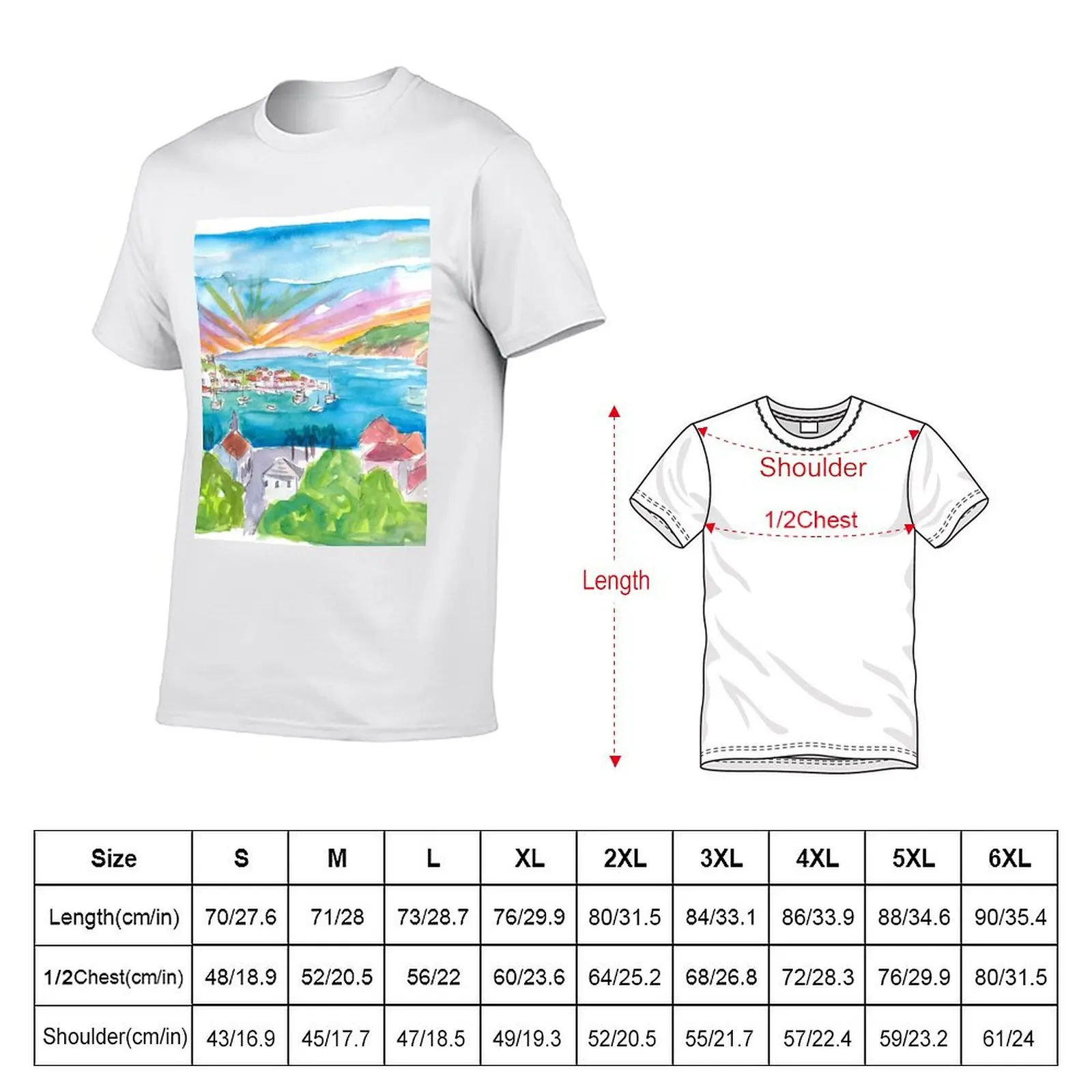Gustavia Saint Barthelemy Marina at Sunrise T-Shirt printed t shirts for man man t shirt designer T-Shirt
