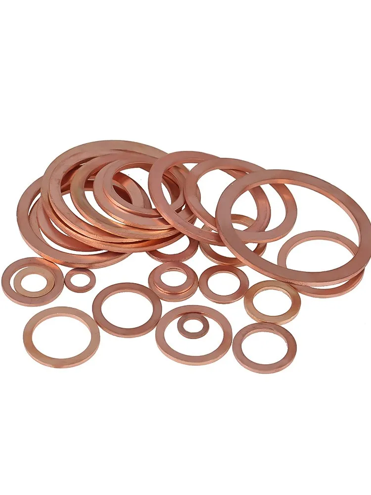 10/20/50/100pcs M5 M6 M8 M10 M12 M14 M16 Copper Flat Gasket Flat Ring Gasket Sump Plug Oil Seal Copper Washer Fastener image 5