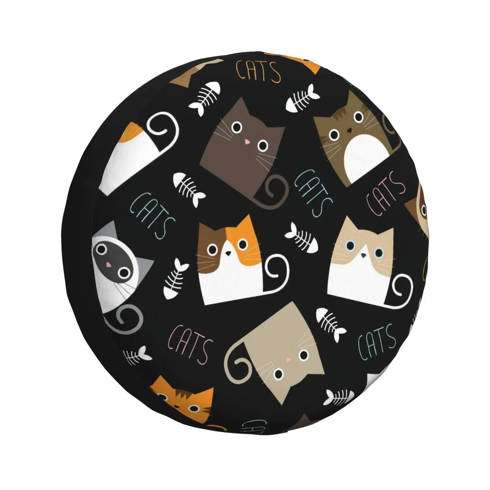 Cute Cats Pattern Spare Tire Cover Universal 4x4 SUV Wheel Protector 14 15 16 17 Inch