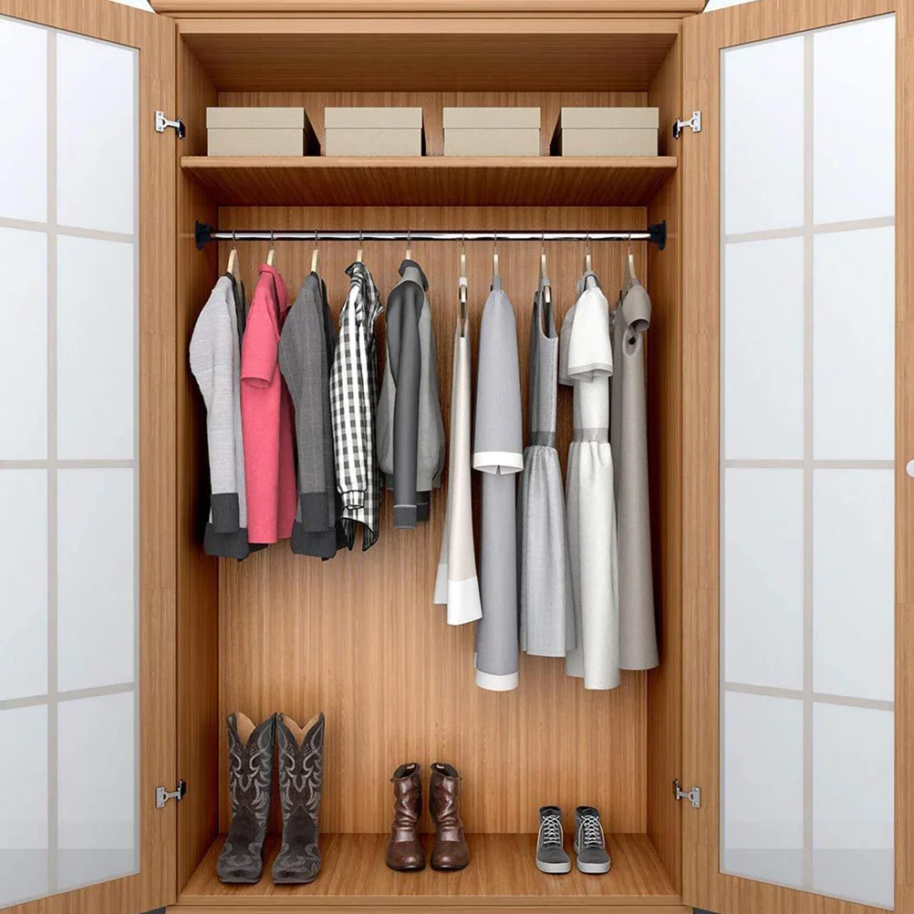 

Black Stainless Steel Shower Curtain Rod Base Closet Pole Bracket Socket Holder