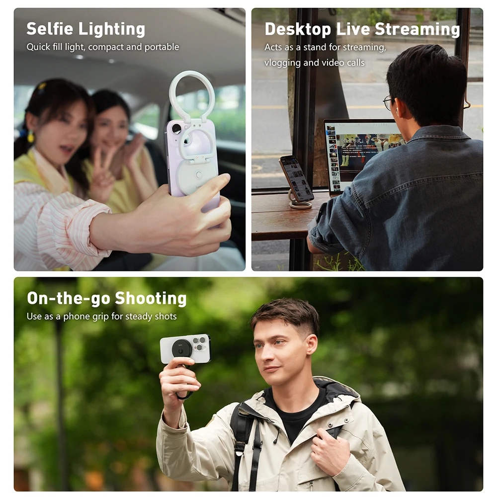 

Nanlite lumo Magnetic Mobile Phone Fill Light 3200K-5600K Mobile Phone Stand Shooting Handle Mini Portable Circular Selfie Light